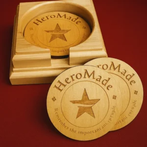 Laser-Etched Wood Cup Coasters